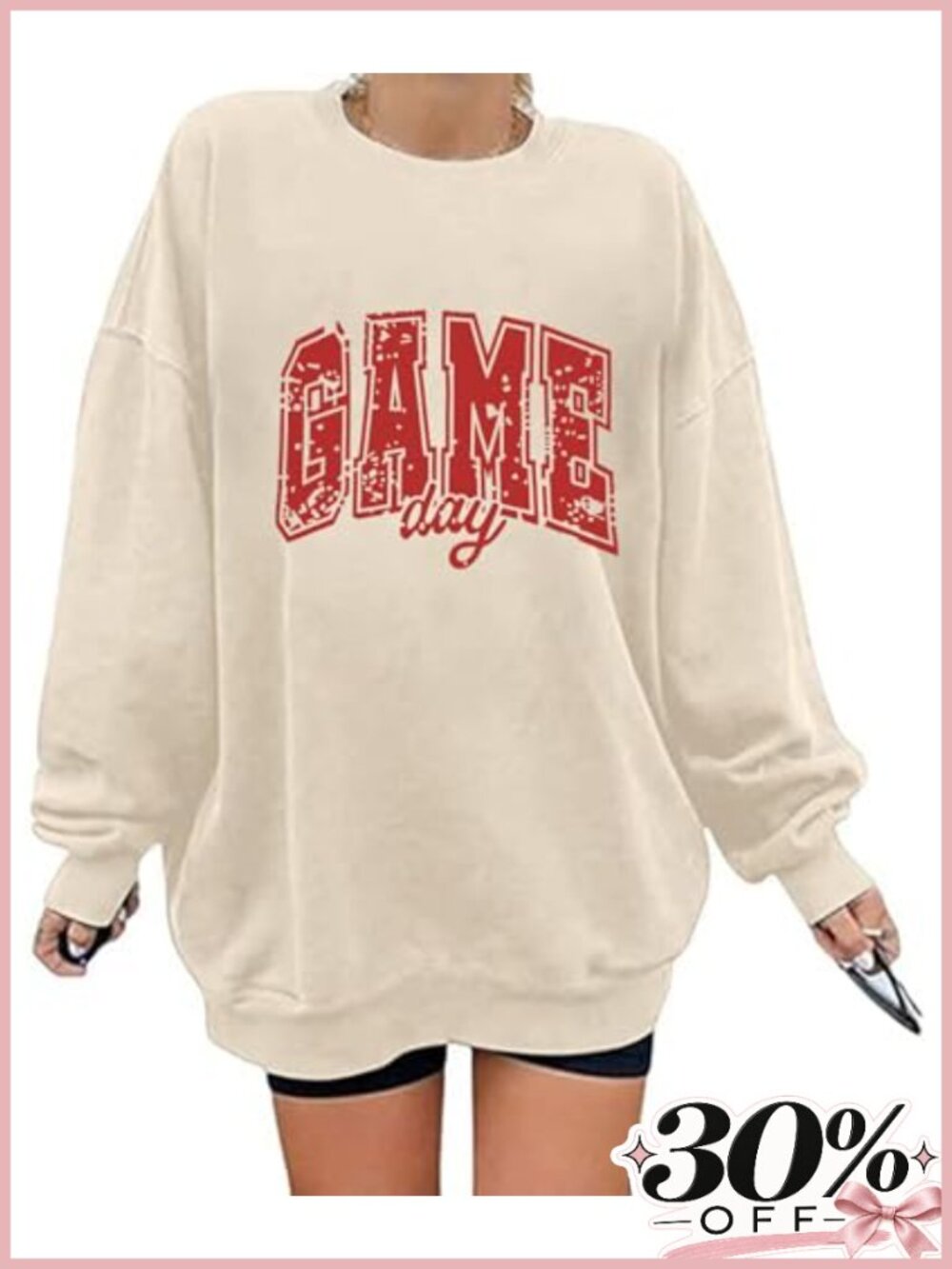 Oversized Game Day Football Mom Crewneck Sweatshirt Long Sleeve Pullover